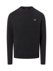 Fred Perry Męski wełniany sweter Mężczyźni Wełna niebieski jednolity, L. Niebieskie swetry męskie Fred Perry, l, bez wzorów, z dzianiny, bez kołnierzyka, bez ramiączek. Za 899.95 zł.