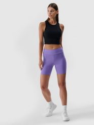4F Legginsy krótkie damskie - fioletowe S. Fioletowe legginsy damskie 4F, bez wzorów, z dzianiny. Za 59.99 zł.
