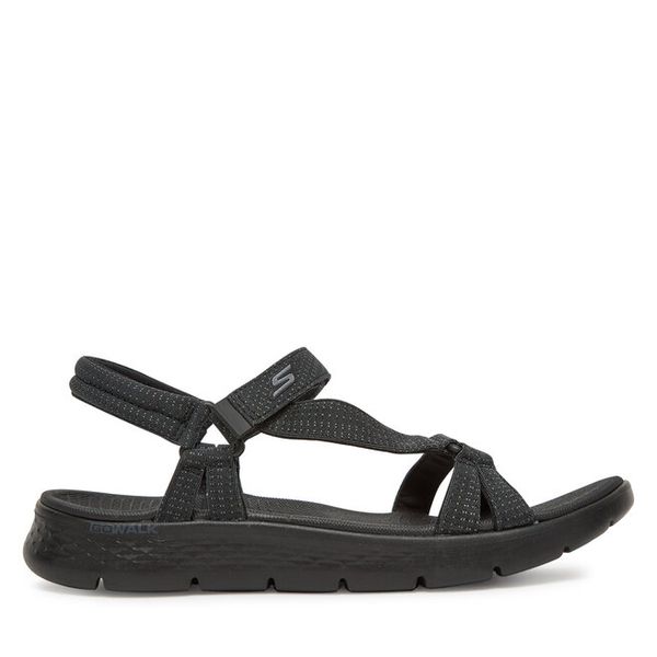 Sandały Skechers. Czarne sandały damskie Skechers, bez wzorów, bez obcasa, na płaskiej podeszwie, bez zapięcia. Za 218.99 zł.