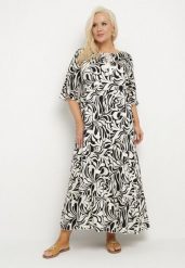 Czarna Sukienka z Wiskozy o Prostym Kroju z Wiązaniem w Roślinny Wzór Edirania. Czarne sukienki damskie Born2be, na co dzień, plus size, z aplikacjami, z wiskozy, eleganckie, bez kołnierzyka, plus size, bez ramiączek, maxi, proste. Za 74.99 zł.