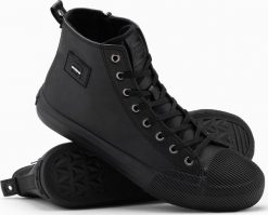 Ombre Męskie buty wysokie trampki z ozdobnym noskiem czarne V1 OM-FOTH-0157 42. Czarne trampki męskie Ombre, bez wzorów, bez zapięcia. Za 169.99 zł.