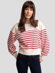 Bluza damska bawełniana w paski kremowa Rosa 103. Białe bluzy damskie BIG STAR, l, bez wzorów, z bawełny, retro, bez ramiączek, bez kaptura. W wyprzedaży za 79.99 zł.