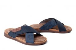 RIEKER 27070-14 blue, klapki męskie. Niebieskie klapki męskie Rieker, bez wzorów, bez zapięcia. Za 339.90 zł.