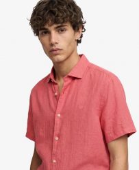 Superdry Koszula Riviera z krótkim rękawem, len – CORAL. Brązowe koszule damskie Superdry, na lato, xl, bez wzorów, ze lnu, bez kołnierzyka, bez ramiączek. Za 345.10 zł.