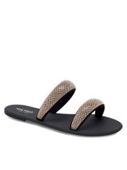Nine West Klapki WFA2735-1 Złoty. Żółte klapki damskie Nine West, bez wzorów, z materiału, bez obcasa, bez zapięcia. Za 149.99 zł.