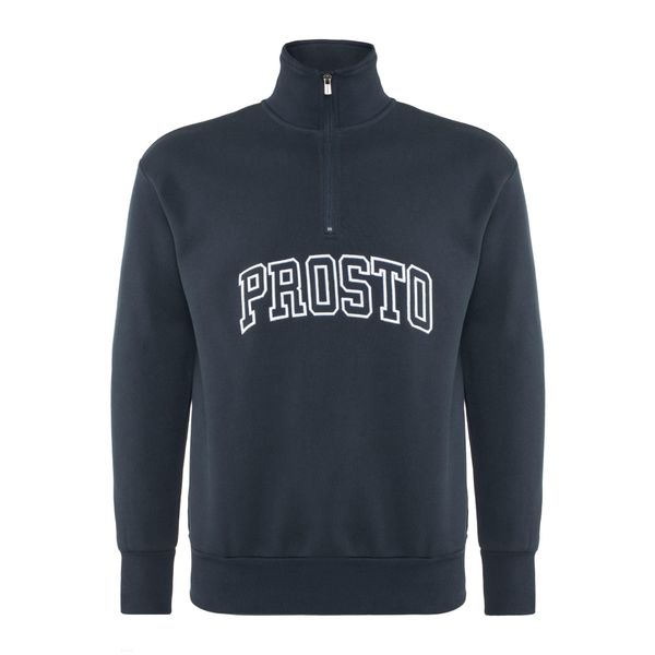 Bluza męska PROSTO Half Zip Mobi. Niebieskie bluzy męskie Prosto., m, bez wzorów, casualowe, bez ramiączek, bez kaptura. Za 289.99 zł.