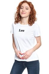 LEE T SHIRT DAMSKI LOGO T WHITE L40FEP12 112108538. Białe t-shirty damskie Lee, l, bez wzorów, z bawełny, klasyczne, bez kołnierzyka, bez ramiączek. W wyprzedaży za 39.99 zł.