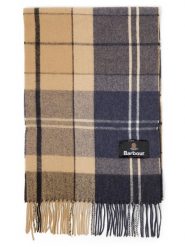 Barbour szalik wełniany Mężczyźni Wełna (100%) niebieski|beżowy, ONE SIZE. Brązowe szaliki męskie Barbour, bez wzorów, z wełny. Za 299.95 zł.