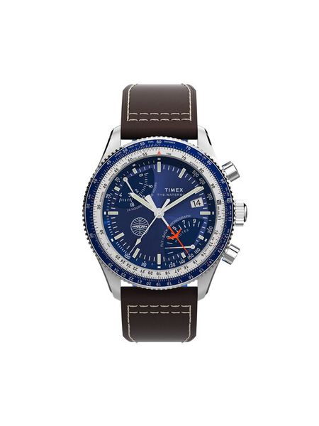 Timex Zegarek Fly Back Chronograph x Pan Am® TW2W97200 Brązowy. Brązowe, analogowe zegarki męskie Timex, bez wzorów. Za 1,299.00 zł.