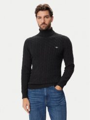Gant Golf 8050607 Czarny Regular Fit. Czarne swetry męskie GANT, m, bez wzorów, z bawełny, bez kołnierzyka, bez ramiączek. Za 560.99 zł.