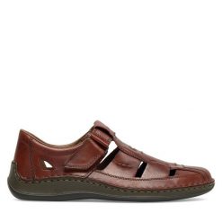 Sandały Rieker. Brązowe sandały męskie Rieker, bez wzorów, bez zapięcia. Za 329.99 zł.