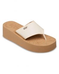 Sandały dla Kobiety SUNSET DREAMS Biały. Białe sandały damskie Roxy, bez wzorów, z materiału, bez obcasa, bez zapięcia. Za 169.99 zł.