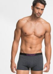 Bokserki o dopasowanym fasonie z bawełną (7 par). Szare bokserki męskie bonprix, bez wzorów, z bawełny. Za 142.99 zł.