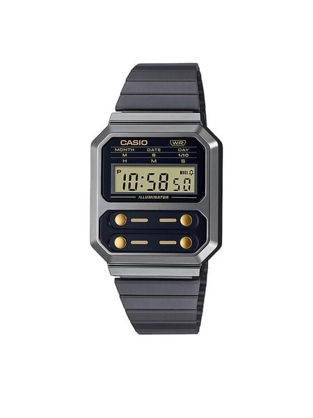 Casio Zegarek Vintage A100WEGG-1A2EF Szary. Szare, cyfrowe zegarki męskie Casio, bez wzorów. Za 339.99 zł.