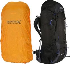 Plecak trekkingowy Regatta EU187. Czarne plecaki męskie Regatta, bez wzorów, z materiału. Za 399.99 zł.