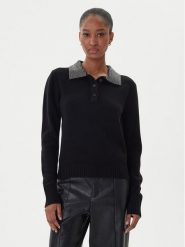 ICONA Sweter RI5KT005 Czarny Regular Fit. Czarne swetry nierozpinane damskie ICONA, xl, bez wzorów, z wełny, bez kołnierzyka, bez ramiączek. Za 809.99 zł.