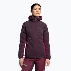 Kurtka skiturowa damska Jack Wolfskin Alpspitze Ins Hoody. Fioletowe kurtki sportowe damskie Jack Wolfskin, na zimę, xs, bez wzorów, bez ramiączek, bez kaptura, narciarskie. Za 529.99 zł.