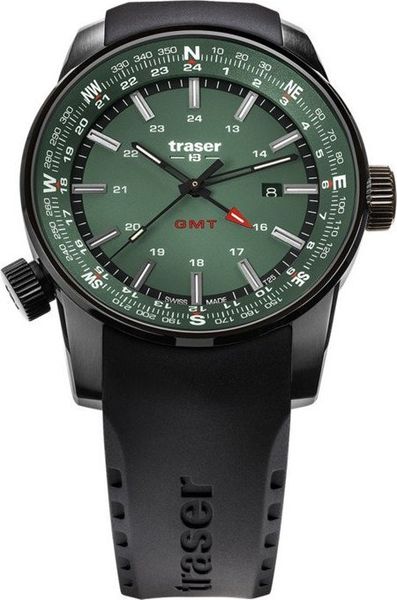 Zegarek Traser Zegarek męski Traser TS-109744 zielony. Zielone zegarki męskie Traser, bez wzorów. Za 2,850.00 zł.