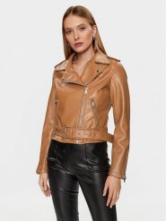 Glamorous Kurtka z imitacji skóry RL0522C Brązowy Regular Fit. Brązowe kurtki damskie Glamorous, bez wzorów, ze skóry, bez kaptura. Za 399.99 zł.