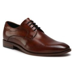 Półbuty Bugatti. Brązowe buty wizytowe męskie Bugatti, bez wzorów, bez obcasa, bez zapięcia. Za 289.99 zł.