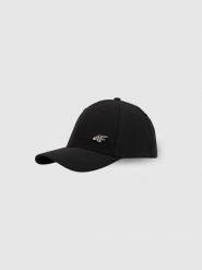 4F Czapka z daszkiem strapback uniseks - czarna S/M (58cm). Czarne czapki damskie 4F, bez wzorów, klasyczne. Za 69.99 zł.