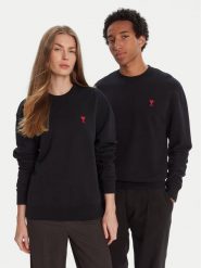 AMI Paris Bluza BFUSW035.730 Czarny Regular Fit. Czarne bluzy męskie AMI PARIS, m, bez wzorów, z bawełny, bez ramiączek, bez kaptura. Za 979.99 zł.