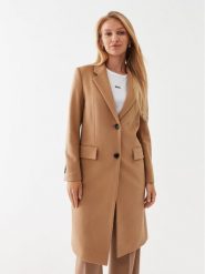 Boss Płaszcz wełniany Catara 50501019 Beżowy Slim Fit. Brązowe płaszcze damskie Boss, na zimę, bez wzorów, z wełny, bez kołnierzyka, bez kaptura. Za 2,389.00 zł.