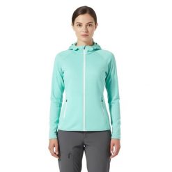 Damska kurtka Merino Ultra 300 - Kaptur. Zielone kurtki sportowe damskie FJORK MERINO, na zimę, l, bez wzorów, z elastanu, bez ramiączek, z kapturem, narciarskie. Za 999.00 zł.