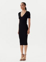Elisabetta Franchi Sukienka dzianinowa AM-53S-51E2 Czarny Slim Fit. Czarne sukienki damskie Elisabetta Franchi, s, bez wzorów, z dzianiny, bez kołnierzyka, bez ramiączek. Za 819.99 zł.