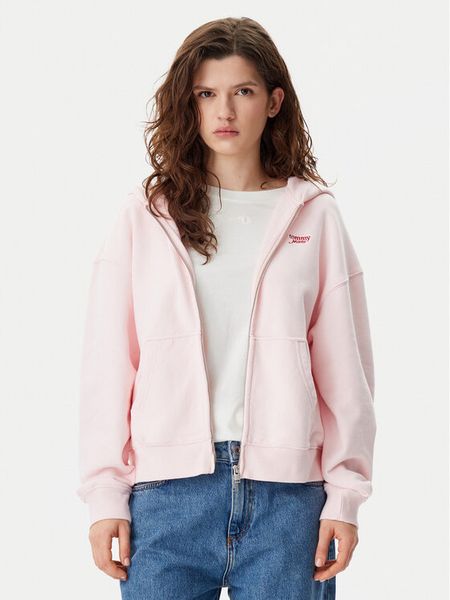 Tommy Jeans Bluza Script Logo DW0DW20303 Różowy Boxy Fit. Czerwone bluzy damskie Tommy Jeans, l, bez wzorów, z bawełny, bez ramiączek, bez kaptura. Za 379.99 zł.