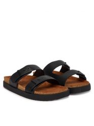 Tommy Hilfiger Klapki Cork Adjustable Lth Sandal FM0FM05754 Czarny. Czarne klapki męskie Tommy Hilfiger, bez wzorów, ze skóry, bez zapięcia. Za 409.99 zł.