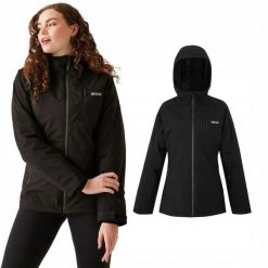 Kurtka trekkingowa ocieplana dla kobiet Regatta HIGHTON. Czarne kurtki sportowe damskie Regatta, bez wzorów, bez ramiączek, bez kaptura, outdoorowe. Za 299.99 zł.