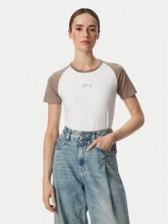 Guess Jeans T-Shirt W6YI04 K3637 Biały Regular Fit. Białe t-shirty damskie Guess Jeans, xxl, z aplikacjami, z bawełny, bez kołnierzyka, bez ramiączek. Za 159.99 zł.