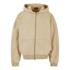 Bluza Męska 90´s Stone Wash Heavyweight Full Zip Hoodie. Brązowe bluzy męskie Urban Classics, m, bez wzorów, bez ramiączek, bez kaptura. Za 286.99 zł.
