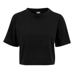Krótka Koszulka Damska Oversize Crop. Czarne bluzki damskie Urban Classics, xl, bez wzorów, sportowe, bez kołnierzyka, bez ramiączek. Za 54.99 zł.