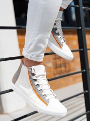 Ombre Buty męskie trampki T343 - białe 42. Białe trampki męskie Ombre, bez wzorów, bez zapięcia. Za 89.99 zł.