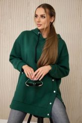 Bluza ocieplana z napami ciemno zielona. Zielone bluzy damskie KESI, l, bez wzorów, z bawełny, bez ramiączek, bez kaptura. Za 238.37 zł.