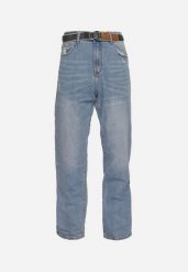 Niebieskie Jeansy Regular Bawełniane z Materiałowym Paskiem Hisperwa. Niebieskie jeansy męskie Born2be, z bawełny. Za 129.99 zł.