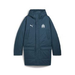 Męska zimowa kurtka Olympique Marsylia PUMA Ocean Tropic White Blue. Białe kurtki męskie Puma, na zimę, l, bez wzorów, z materiału, klasyczne, bez kaptura. Za 542.00 zł.