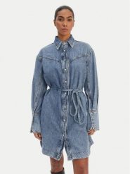 BOSS Sukienka jeansowa 50557046 Niebieski Regular Fit. Niebieskie sukienki damskie Boss, xl, bez wzorów, z bawełny, bez kołnierzyka, bez ramiączek. Za 999.99 zł.