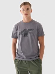 4F T-shirt regular z nadrukiem męski - szary L. Szare t-shirty męskie 4F, l, bez wzorów, z bawełny, bez kołnierzyka, bez ramiączek. Za 59.99 zł.