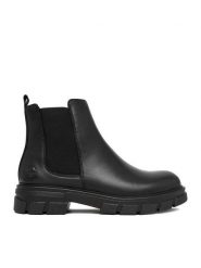 Rieker Botki CEO-Z9150-00 Czarny. Czarne botki damskie Rieker, bez wzorów, ze skóry, bez obcasa, na płaskiej podeszwie, bez zapięcia. Za 419.99 zł.