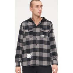 Koszula oversize z kapturem - Szary. Szare koszule męskie Cropp, l, bez wzorów, bez kołnierzyka, bez ramiączek. Za 99.99 zł.