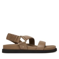 Sandały Max Mara. Brązowe sandały damskie Max Mara, bez wzorów, bez obcasa, na płaskiej podeszwie, bez zapięcia. Za 2,429.00 zł.