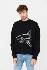 PALM ANGELS Czarna bluza Split Shark Crew. Czarne t-shirty męskie PALM ANGELS, m, bez wzorów, bez kołnierzyka, bez ramiączek. W wyprzedaży za 1,999.99 zł.