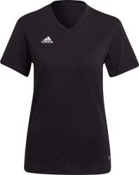 Adidas Koszulka damska adidas Entrada 22 Tee czarna HC0438 XL. Czarne bluzki damskie Adidas, xl, bez wzorów, bez kołnierzyka, bez ramiączek. Za 79.09 zł.