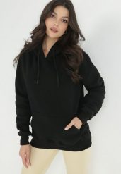 Czarna Bluza Bawełniana z Kapturem Gesa. Czarne bluzy damskie Born2be, na jesień, xl, bez wzorów, z bawełny, casualowe, bez ramiączek, z kapturem. Za 39.99 zł.