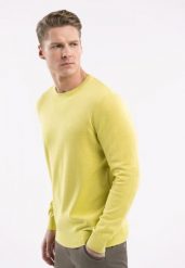 Lekki sweter S-RADO. Żółte swetry męskie Volcano, l, bez wzorów, z bawełny, klasyczne, bez kołnierzyka, bez ramiączek. Za 139.99 zł.