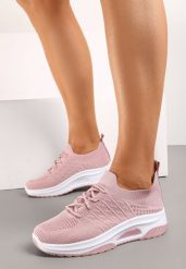 Różowe Wsuwane Buty Sportowe w Skarpetkowym Stylu z Ozdobną Podeszwą Moonlise. Czerwone obuwie sportowe damskie Renee, z aplikacjami, z materiału, bez zapięcia, na fitness i siłownię. Za 39.99 zł.