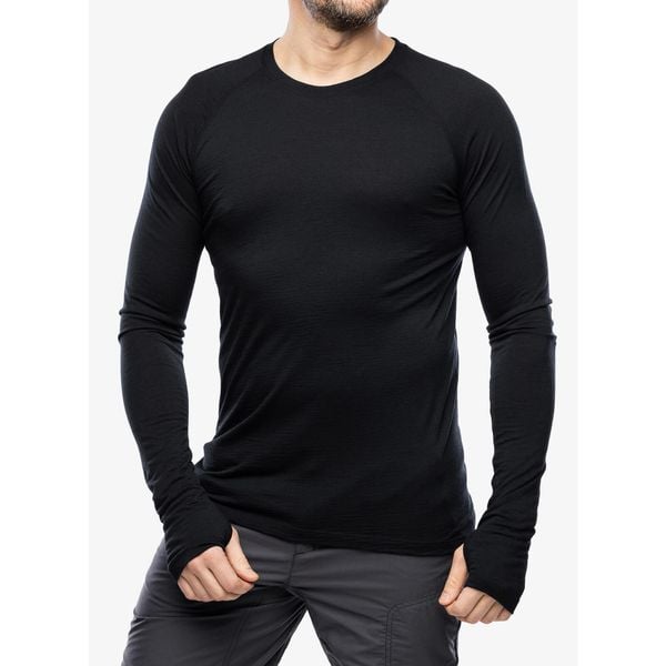 Bluza termoaktywna męska Houdini Desoli Light Crew. Czarne bluzy męskie Houdini, na zimę, l, bez wzorów, sportowe, bez ramiączek, bez kaptura. Za 387.99 zł.
